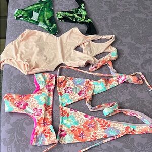 Floral and Leaf Print Bikini Set